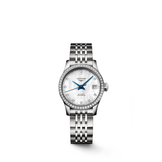 Record 26.00 mm White mother-of-pearl Stainless steel L23200876 L2.320.0.87.6 front view