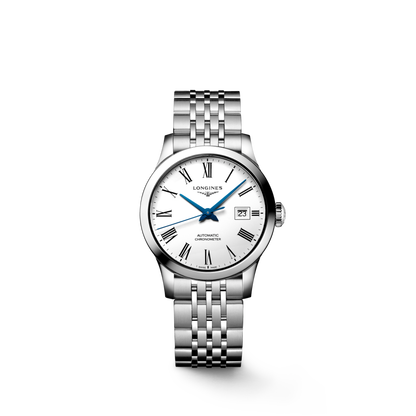 Record 30.00 mm White matt Stainless steel L23214116 L2.321.4.11.6 front view