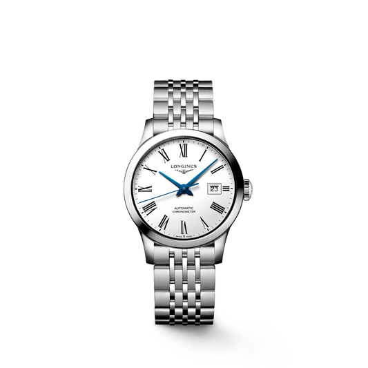 Record 30.00 mm White matt Stainless steel L23214116 L2.321.4.11.6 front view
