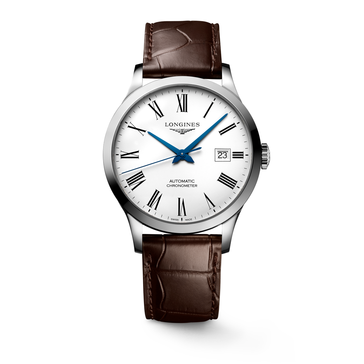 Record 40.00 mm White matt Stainless steel L28214112 L2.821.4.11.2 front view