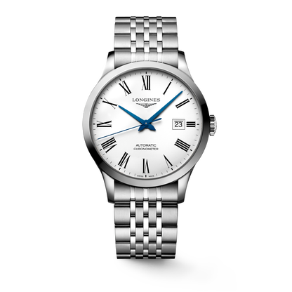 Record 40.00 mm White matt Stainless steel L28214116 L2.821.4.11.6 front view