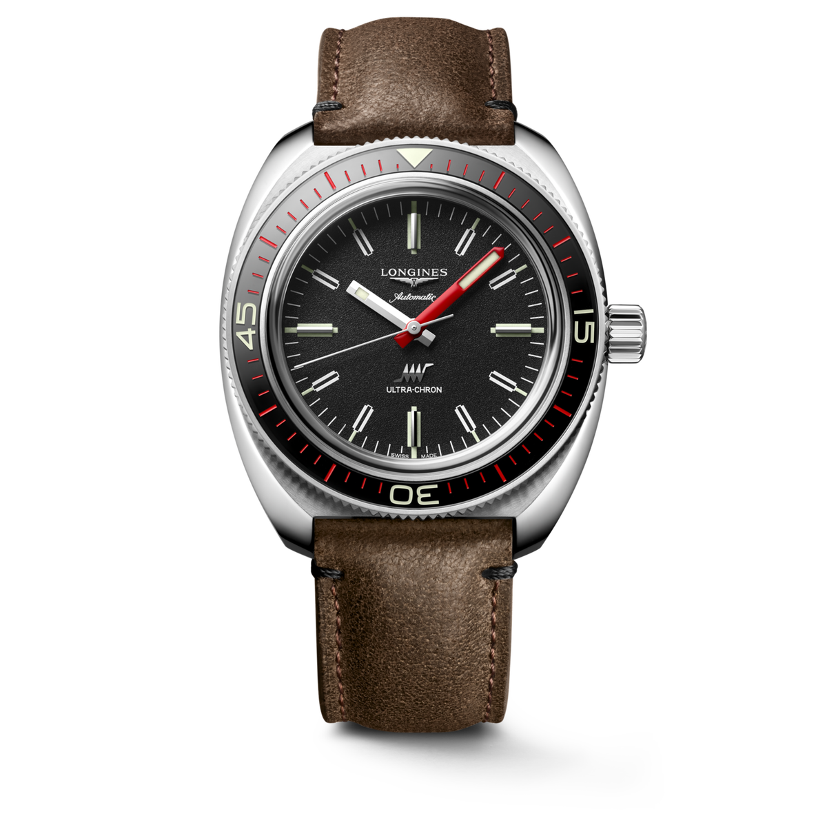 Ultra‑Chron 43.00 mm Black Stainless steel and sapphire L28364522 L2.836.4.52.2 front view