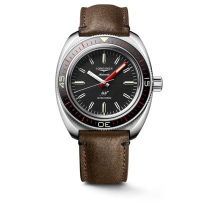 Ultra‑Chron 43.00 mm Black Stainless steel and sapphire L28364522 L2.836.4.52.2 front view