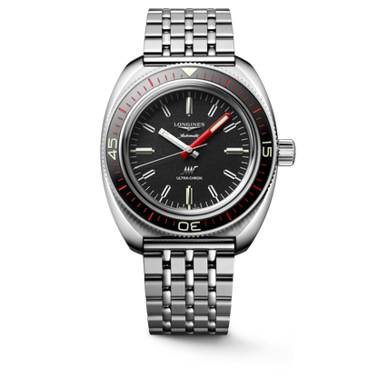 Ultra‑Chron 43.00 mm Black Stainless steel and sapphire L28364526 L2.836.4.52.6 front view