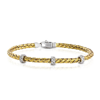 Woven Bangle in 18k Gold with Diamonds - Simon G. Jewelry