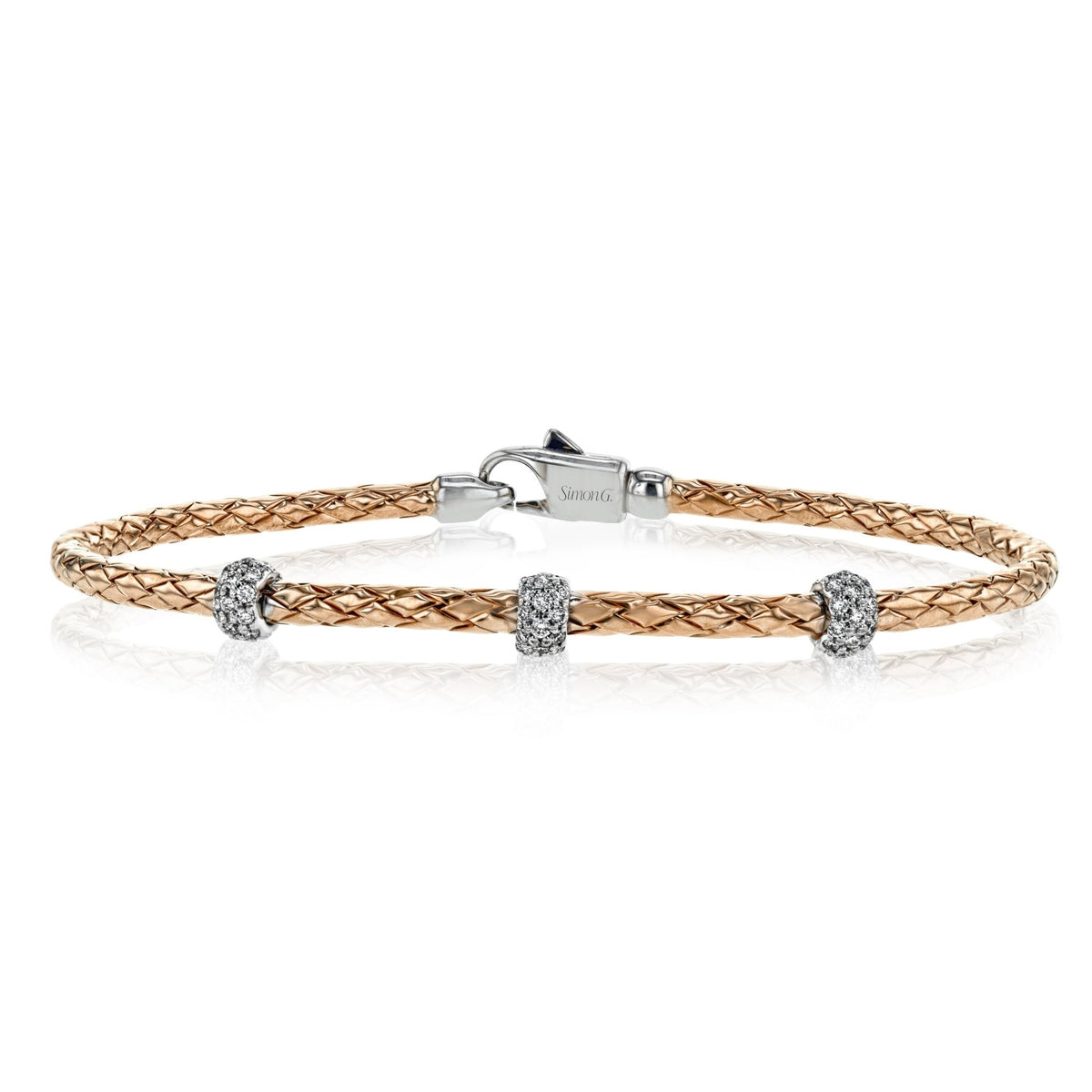 Woven Bracelet in 18k Gold with Diamonds - Simon G. Jewelry