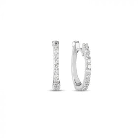 ROBERTO COIN HUGGY EARRINGS WITH MICROPAVE DIAMONDS - 18K WHITE GOLD