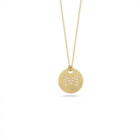 ROBERTO COIN DISC PENDANT WITH DIAMOND INITIAL M