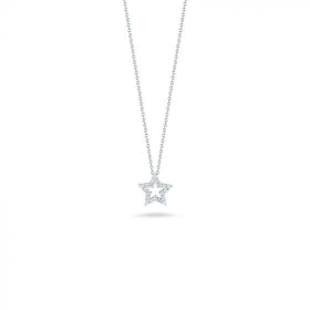 ROBERTO COIN 18K WHITE TINY TREASURE SMALL DIAMOND 5 POINT STAR NECKLACE