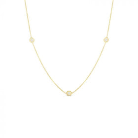 ROBERTO COIN 18K GOLD NECKLACE WITH 3 DIAMOND STATIONS - 18K YELLOW GOLD