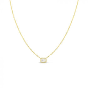 ROBERTO COIN 18K EMERALD CUT DIAMOND NECKLACE - 18K YELLOW GOLD