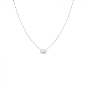 ROBERTO COIN 18K WHITE EAST-WEST SET EMERALD CUT DIAMOND SOLITAIRE NECKLACE