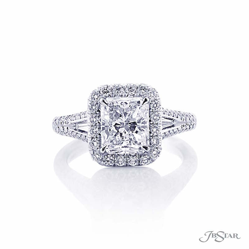 JB Star Platinum Halo Engagement Ring