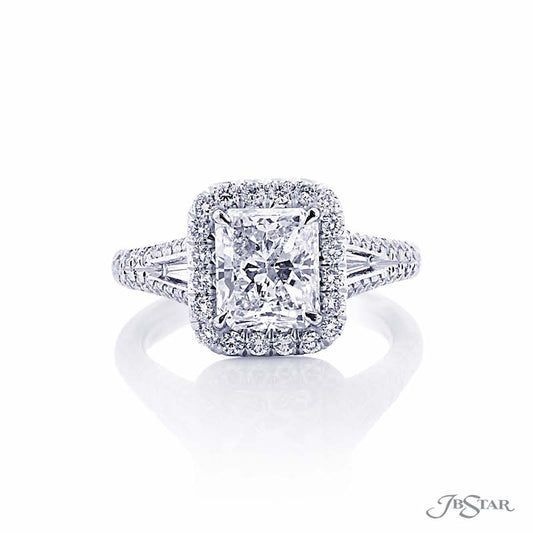 JB Star Platinum Halo Engagement Ring