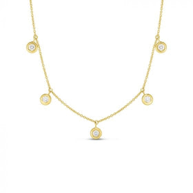 ROBERTO COIN 18K FIVE DIAMOND DROP STATION NECKLACE - 18K YELLOW GOLD