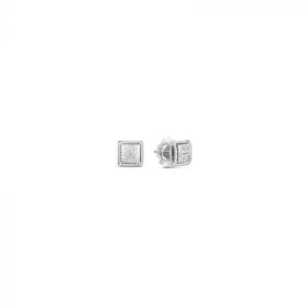 ROBERTO COIN 18K PALAZZO DUCALE SATIN STUD EARRINGS WHITE DIAMOND ACCENT - 18K WHITE GOLD