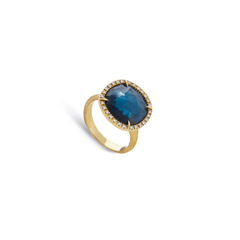 Marco Bicego Jaipur Color Collection 18K Yellow Gold London Blue Topaz and Diamond Medium Ring