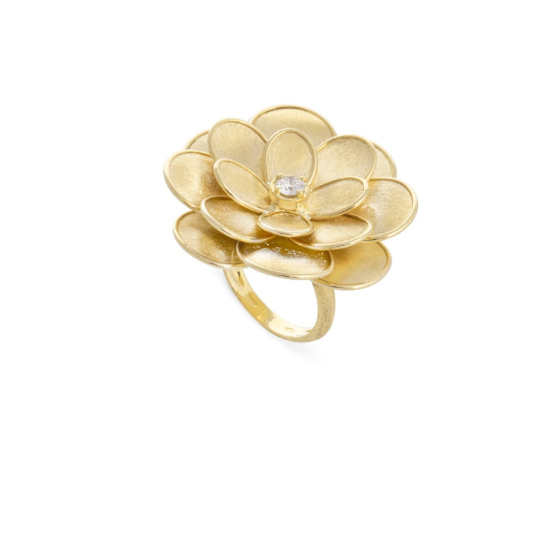 Marco Bicego Petali Collection 18K Yellow Gold and Diamond Extra Large Flower Ring