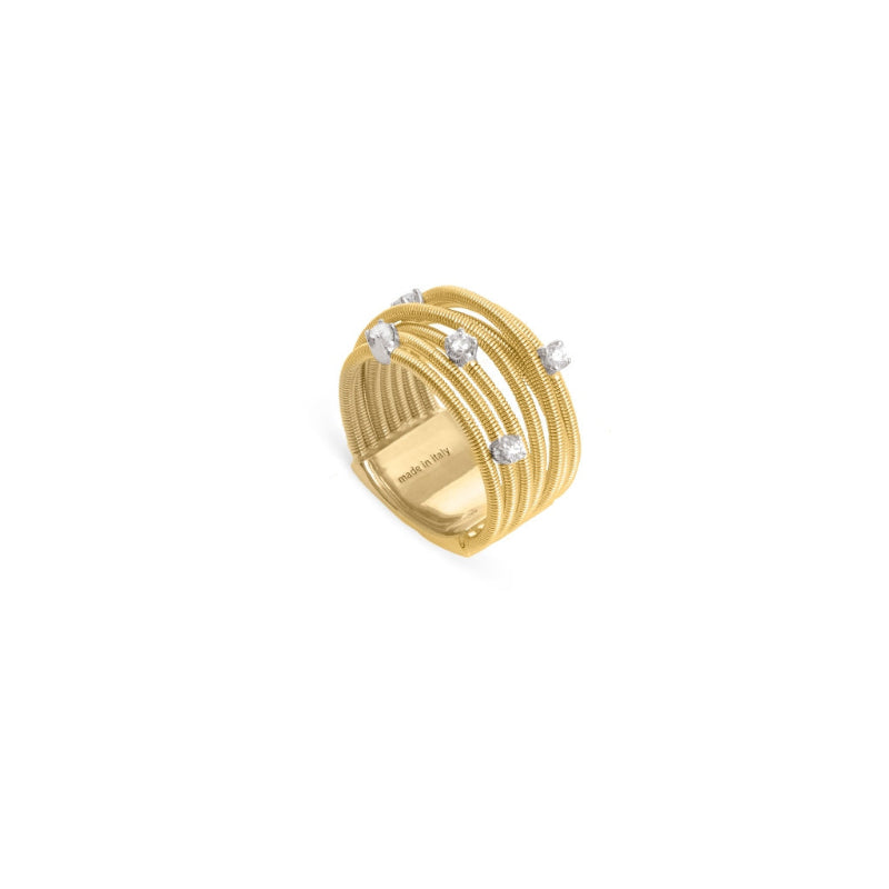 Marco Bicego Bi49 Collection 18K Yellow Gold and Diamond Multi Row Ring