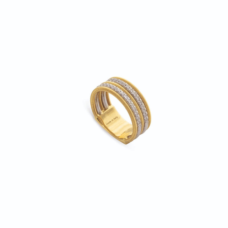 Marco Bicego Bi49 Collection 18K Yellow Gold and Diamond Double Row Ring