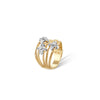 Marco Bicego Marrakech Onde Collection 18K Yellow and White Gold Ring with Three Diamond Flowers