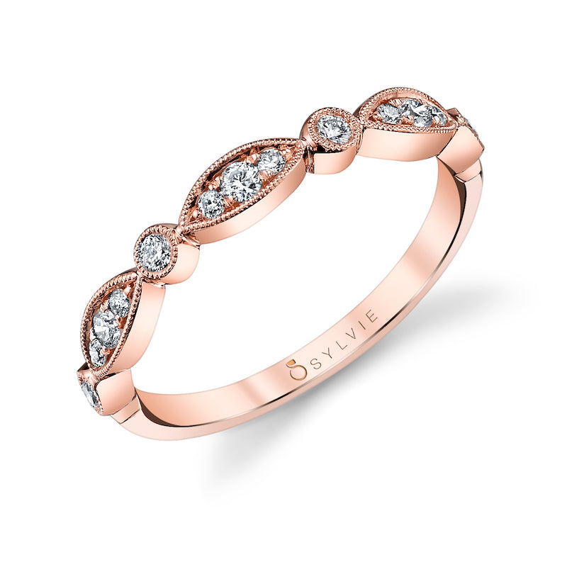 Sylvie 14k Rose Gold Diamond Wedding Band