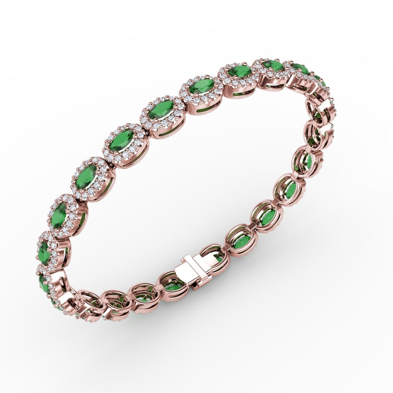 Fana Striking Oval Emerald and Diamond Bracelet