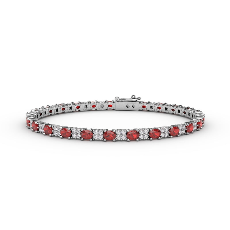 Fana Alternating Ruby and Diamond Bracelet