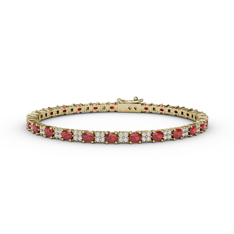 Fana Alternating Ruby and Diamond Bracelet