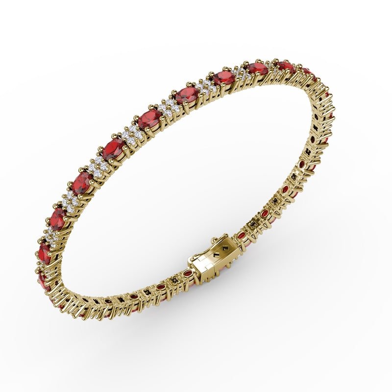 Fana Alternating Ruby and Diamond Bracelet