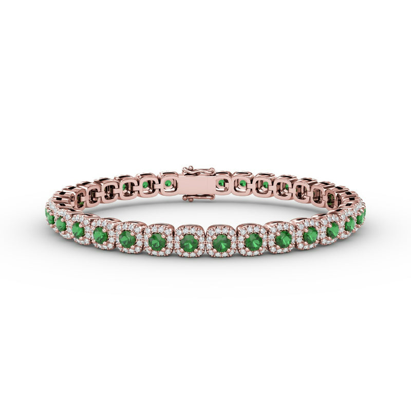 Fana Cushion Cut Emerald and Diamond Bracelet