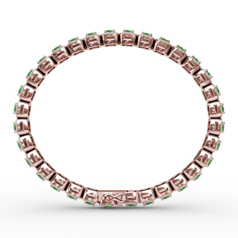 Fana Cushion Cut Emerald and Diamond Bracelet