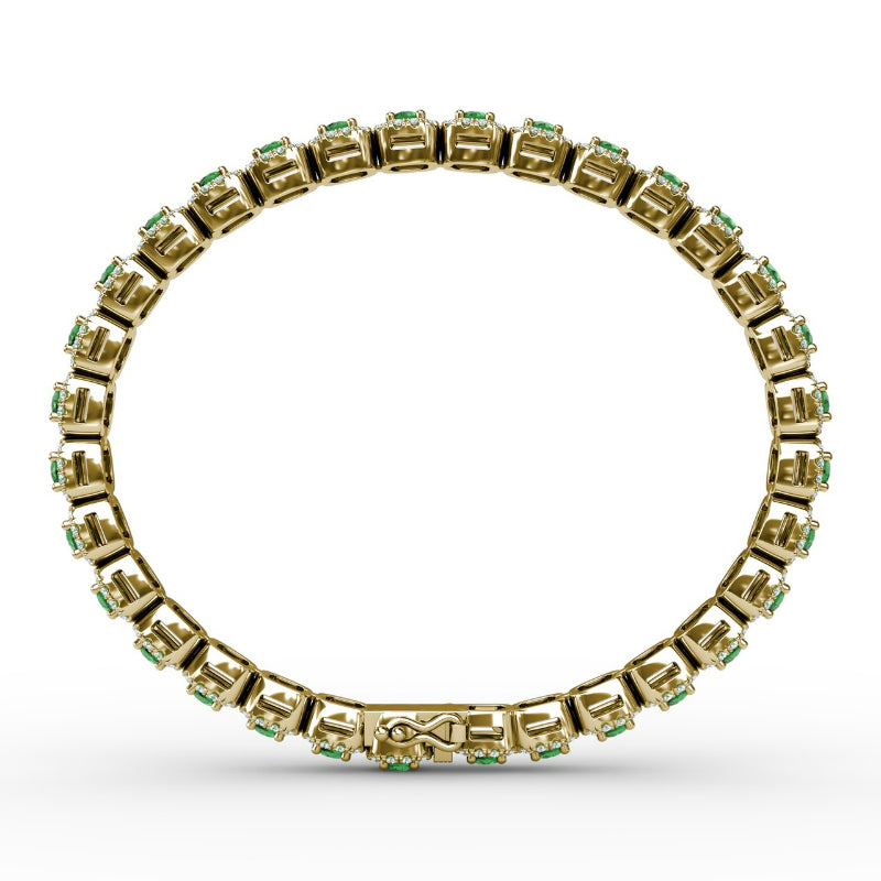 Fana Cushion Cut Emerald and Diamond Bracelet