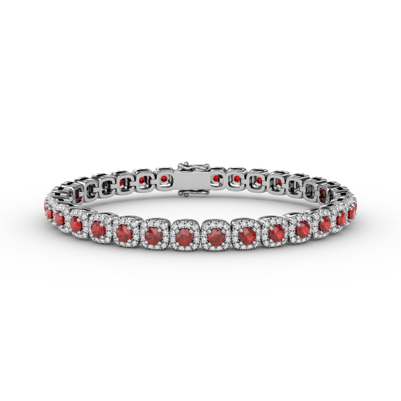 Fana Cushion Cut Ruby and Diamond Bracelet