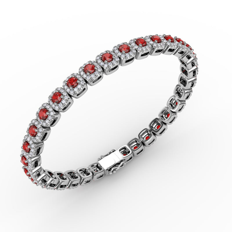 Fana Cushion Cut Ruby and Diamond Bracelet