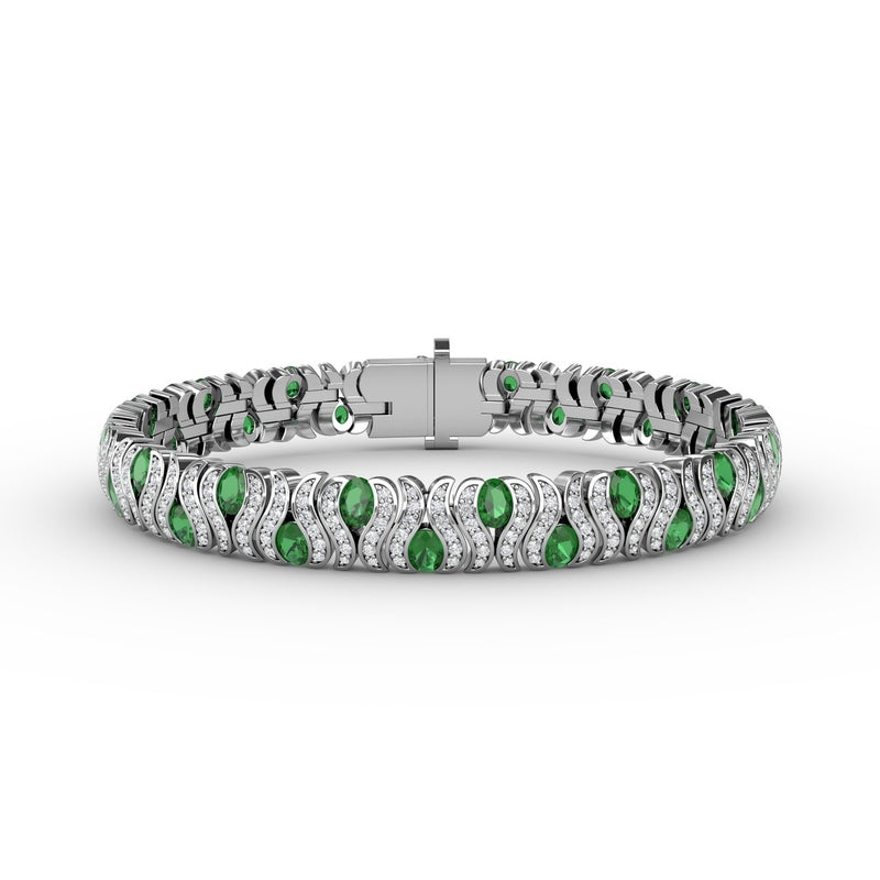 Fana Wave Emerald and Diamond Bracelet