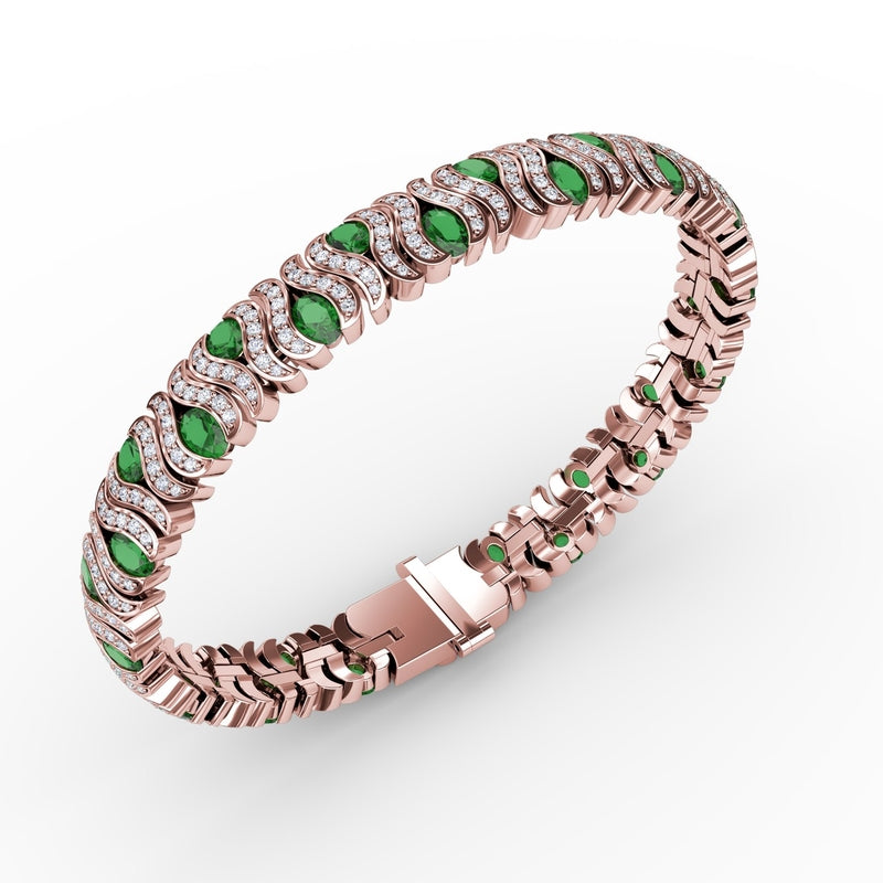 Fana Wave Emerald and Diamond Bracelet