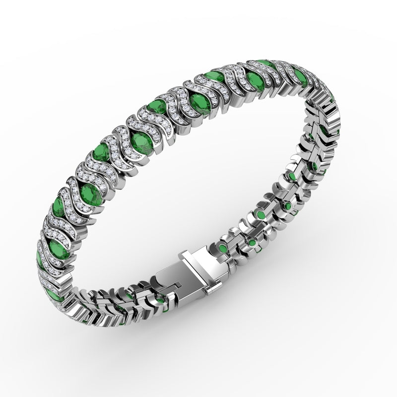 Fana Wave Emerald and Diamond Bracelet