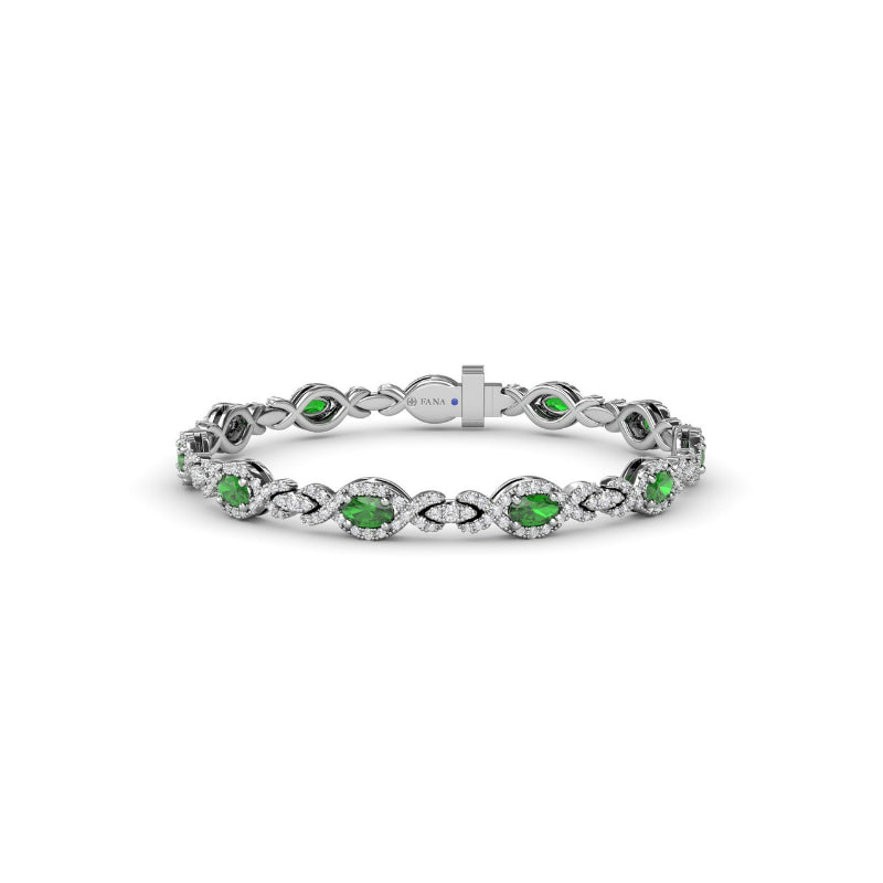 Fana Love Knot Emerald and Diamond Bracelet