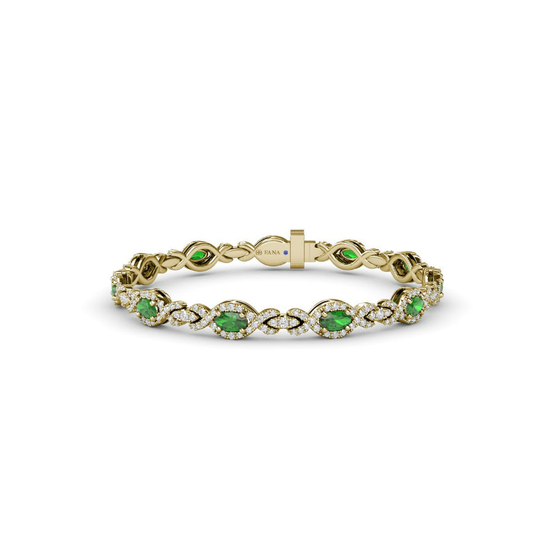 Fana Love Knot Emerald and Diamond Bracelet