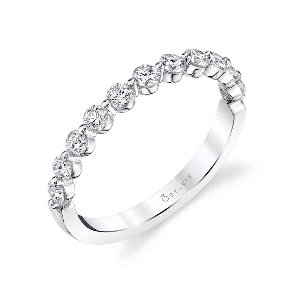 Stackable wedding band Platinum White