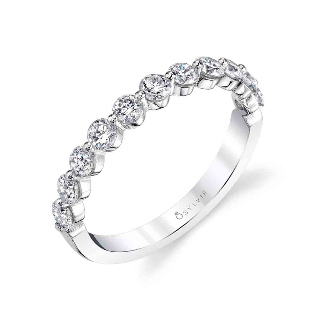Sylvie Stackable wedding band 14k Gold White
