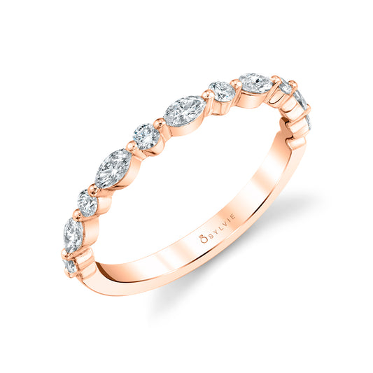 Sylvie Stackable wedding band 14k Gold Rose