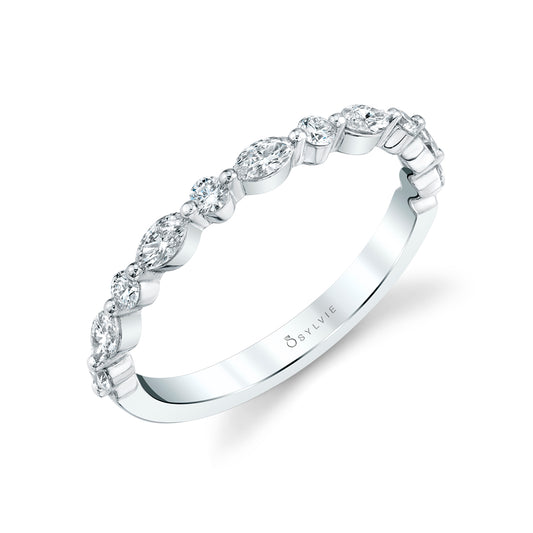 Sylvie Stackable wedding band 14k Gold White