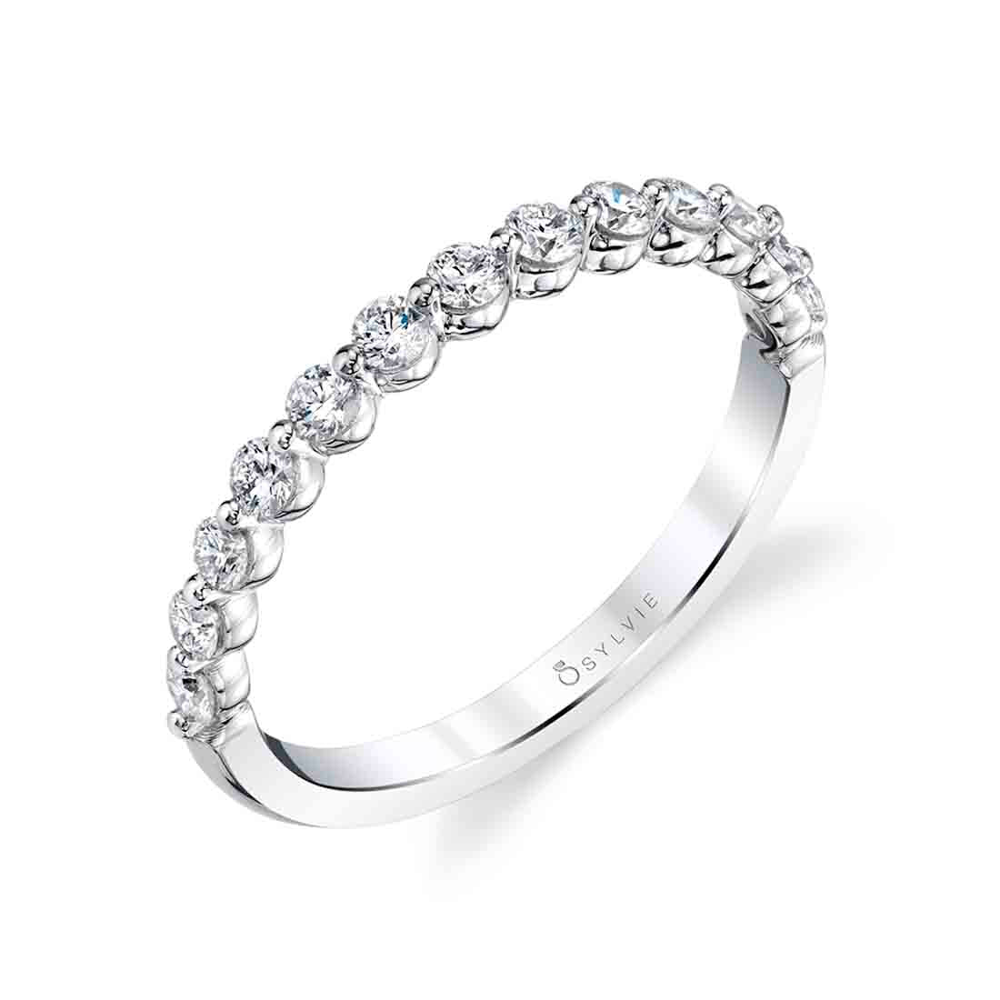 Sylvie Stackable wedding band 18k Gold White