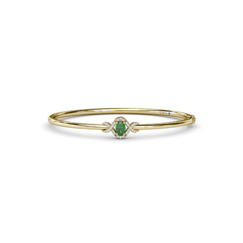 Fana Love Knot Emerald and Diamond Bangle Bracelet