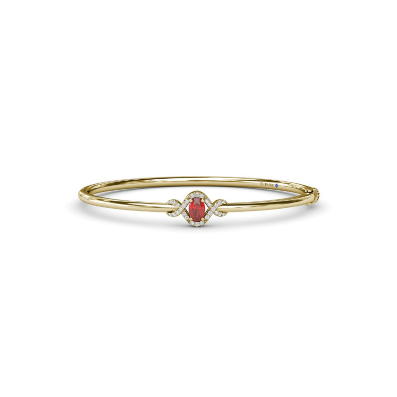 Fana Love Knot Ruby and Diamond Bangle Bracelet