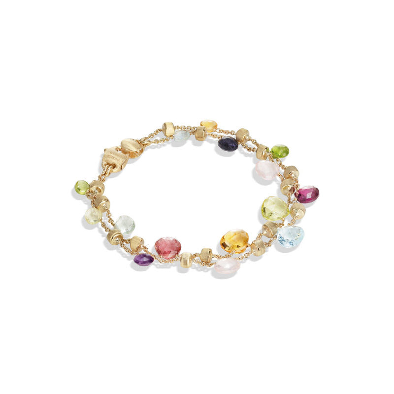 Marco Bicego Paradise Collection 18K Yellow Gold Mixed Gemstone Two Strand Graduated Bracelet