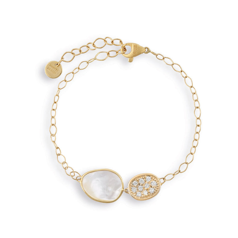 Marco Bicego Lunaria Collection 18K Yellow Gold and Diamond White Mother of Pearl Bracelet