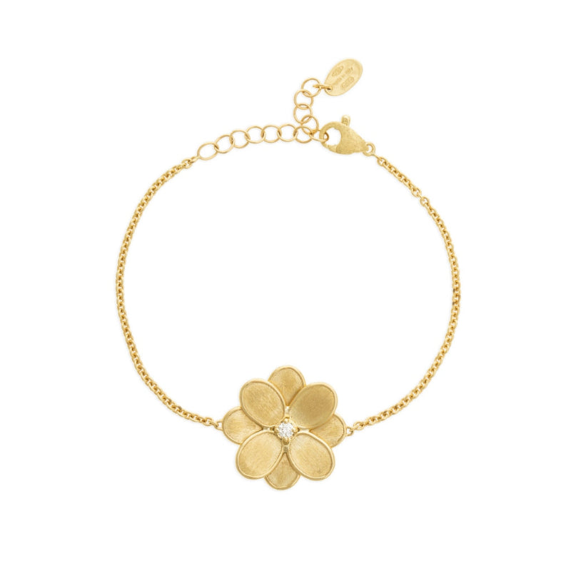 Marco Bicego Petali Collection 18K Yellow Gold and Diamond Single Flower Bracelet
